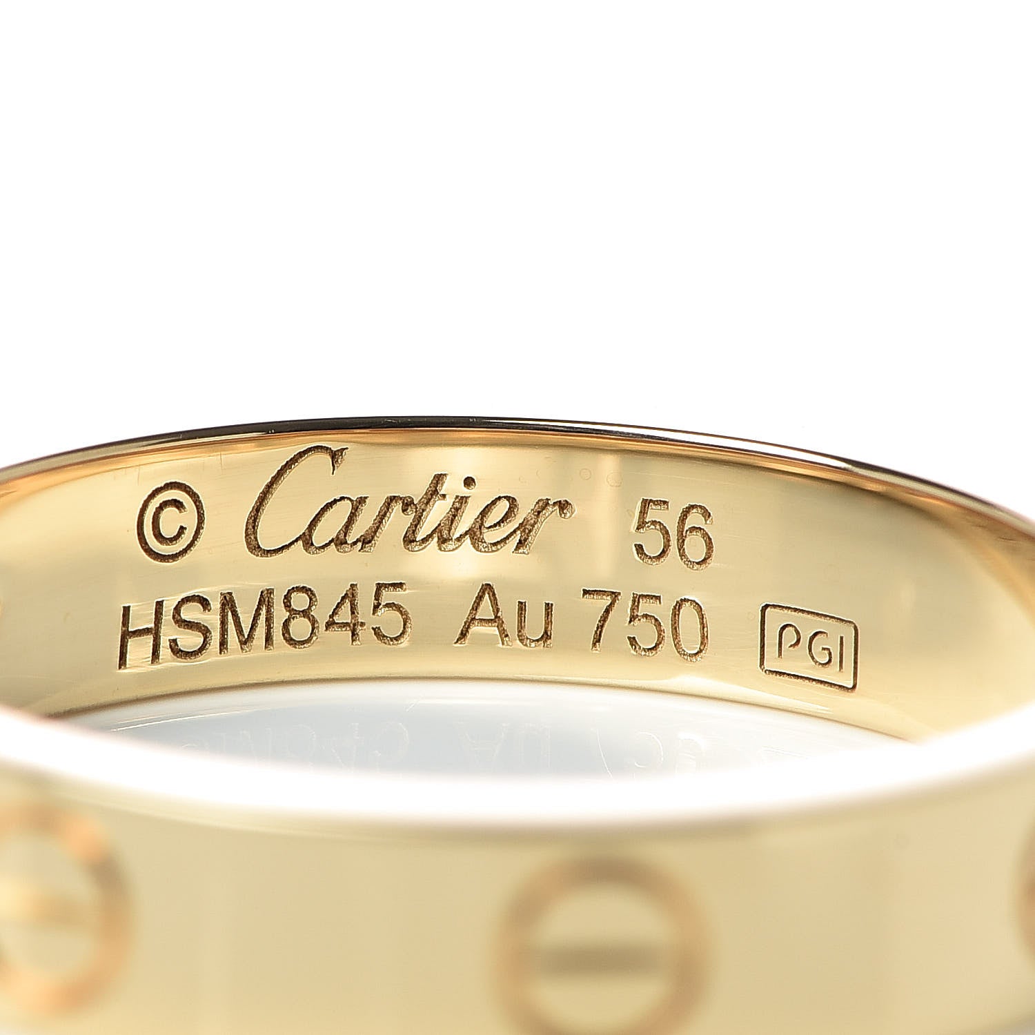 Cartier 18K Yellow Gold Diamond 4mm LOVE Wedding Band Ring 56 7.5 4 of 5