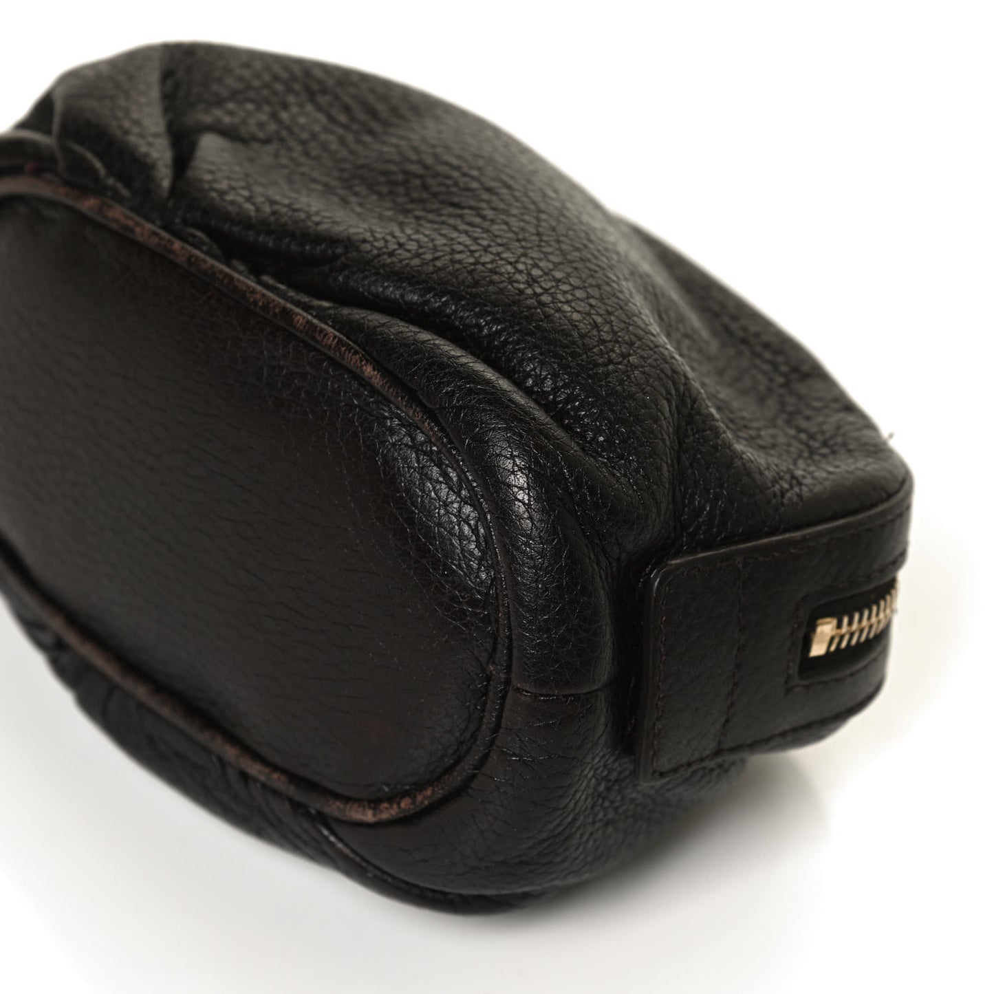 Deerskin Medium Bamboo Cosmetic Case Dark Brown