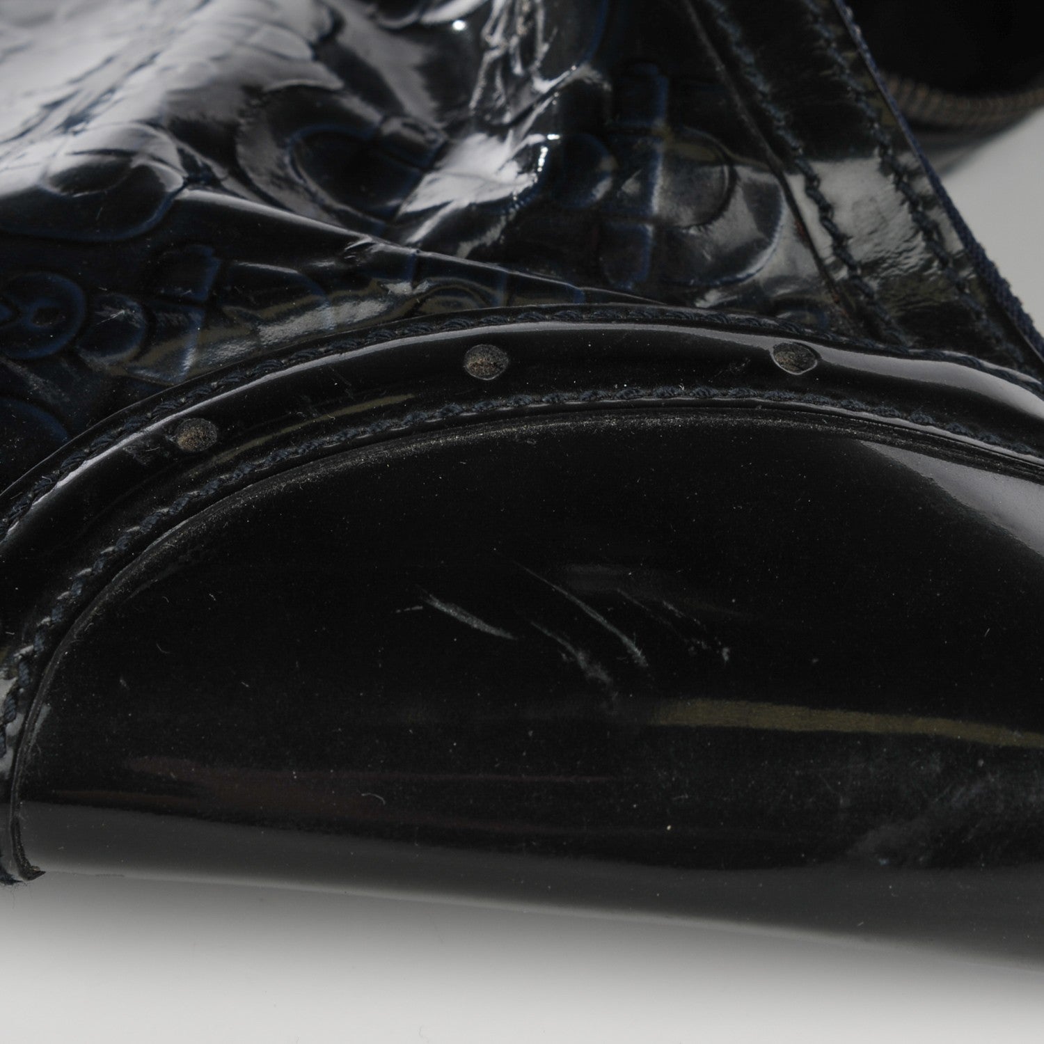 Gucci Patent Calfskin Horsebit Embossed Glam Hobo Navy 2 of 11
