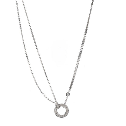 Cartier 18K White Gold 2 Diamond LOVE Necklace 1 of 7