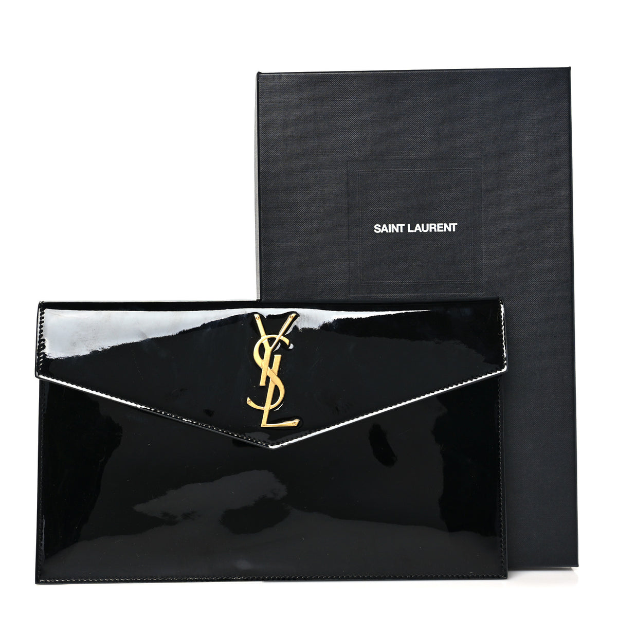 Saint Laurent Patent Calfskin Monogram Uptown Clutch Black 9 of 9