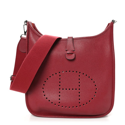 Hermes Taurillon Clemence Evelyne III PM Rouge Grenat 1 of 10