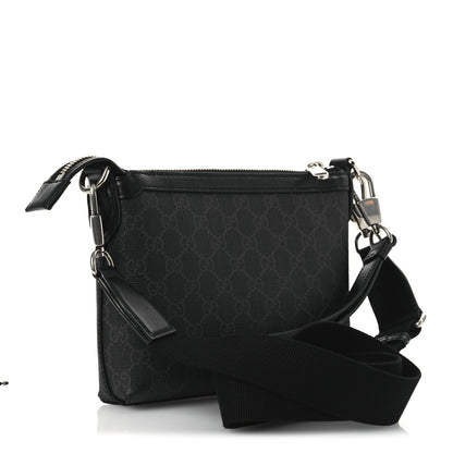 Gucci GG Supreme Monogram Azalea Calfskin Retro Interlocking G Wristlet Messenger Bag Black 3 of 11