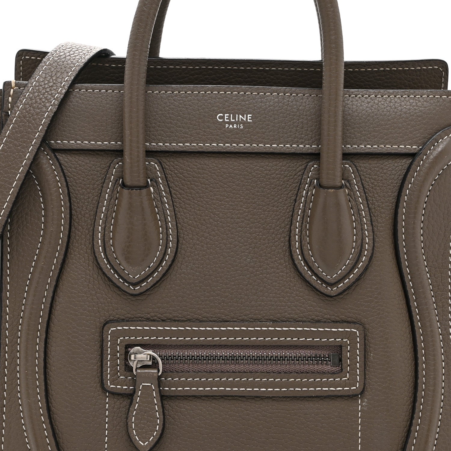 Celine Drummed Calfskin Nano Luggage Souris Souris 9 of 11