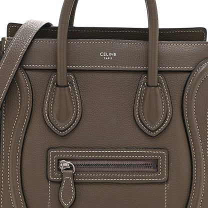 Celine Drummed Calfskin Nano Luggage Souris Souris 9 of 11