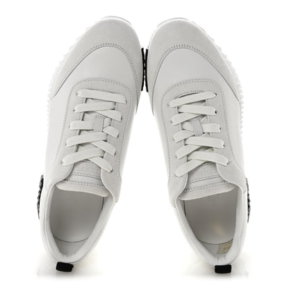 Hermes Calfskin Suede Goatskin Bouncing Sneakers 37 White 2 of 10