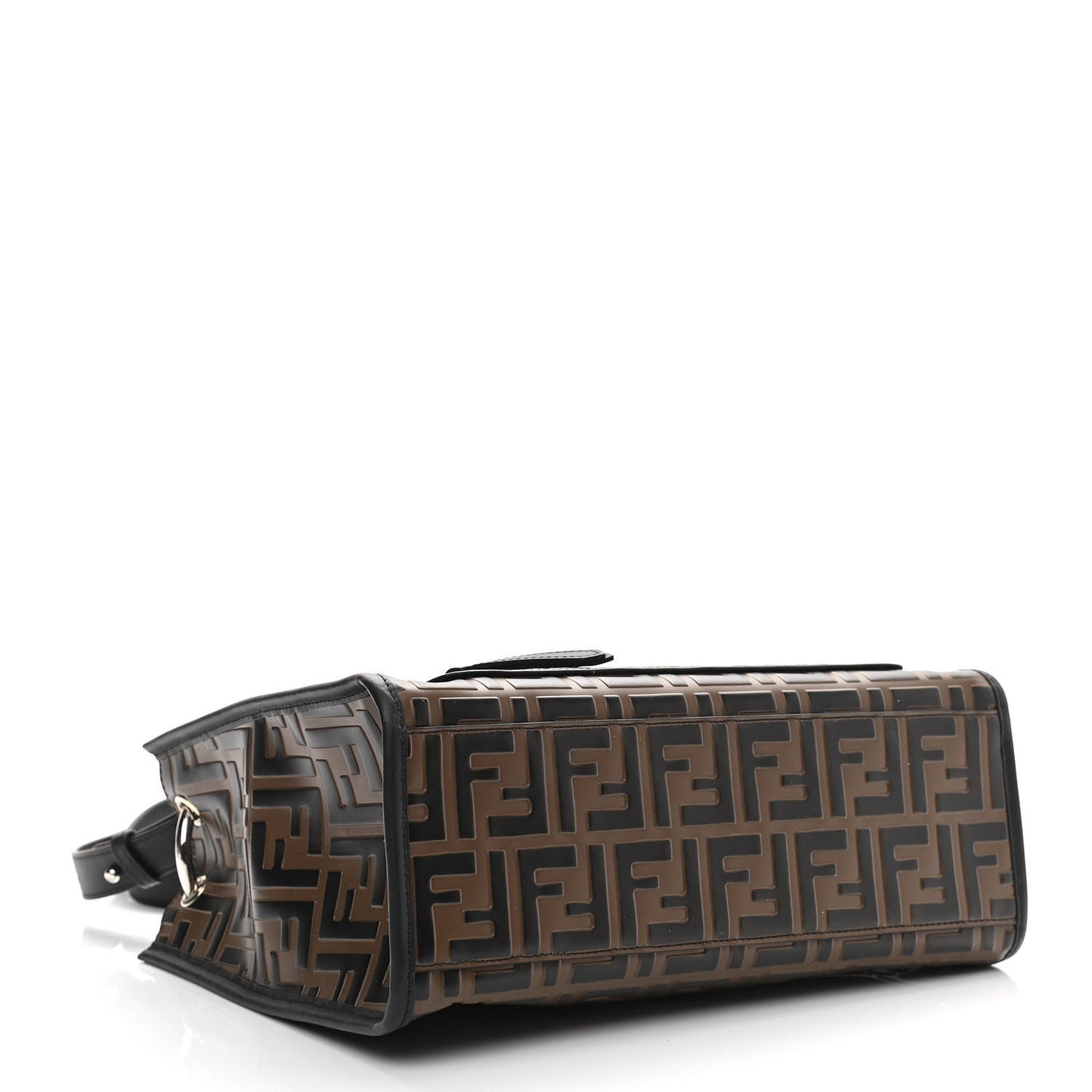 Vitello Century Wicker Bi-Color FF 1974 Embossed Small Runaway Shopper Tote Maya Black