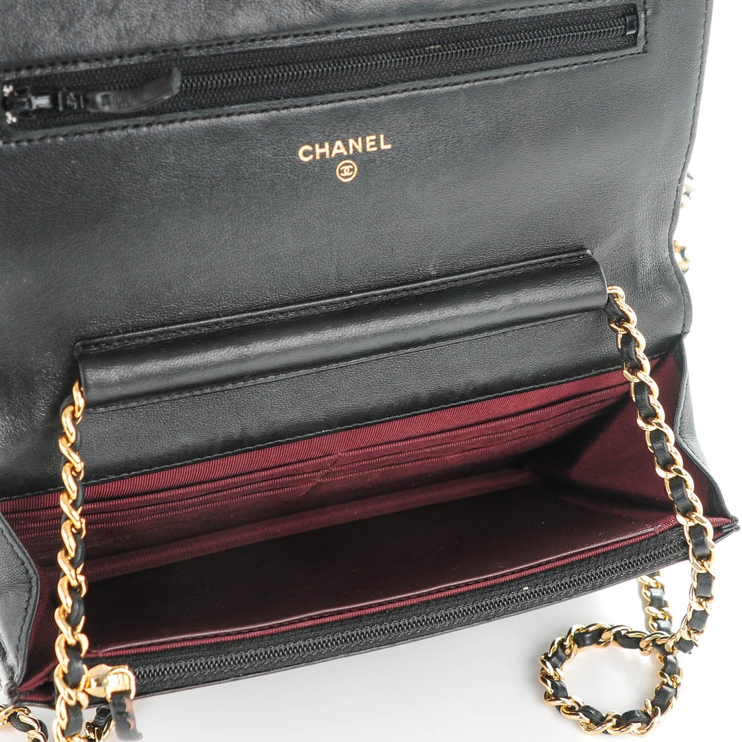 Lambskin Quilted Wallet On Chain WOC Black