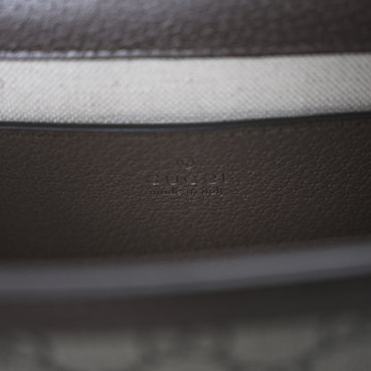 Gucci GG Supreme Monogram Textured Dollar Calfskin Web Mini Ophidia Padlock Top Handle Chain Shoulder Bag Beige Ebony New Acero 6 of 11