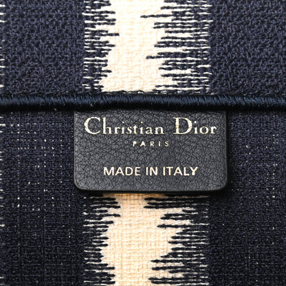 Christian Dior Canvas Embroidered Large Striped Book Tote Navy 6 of 11