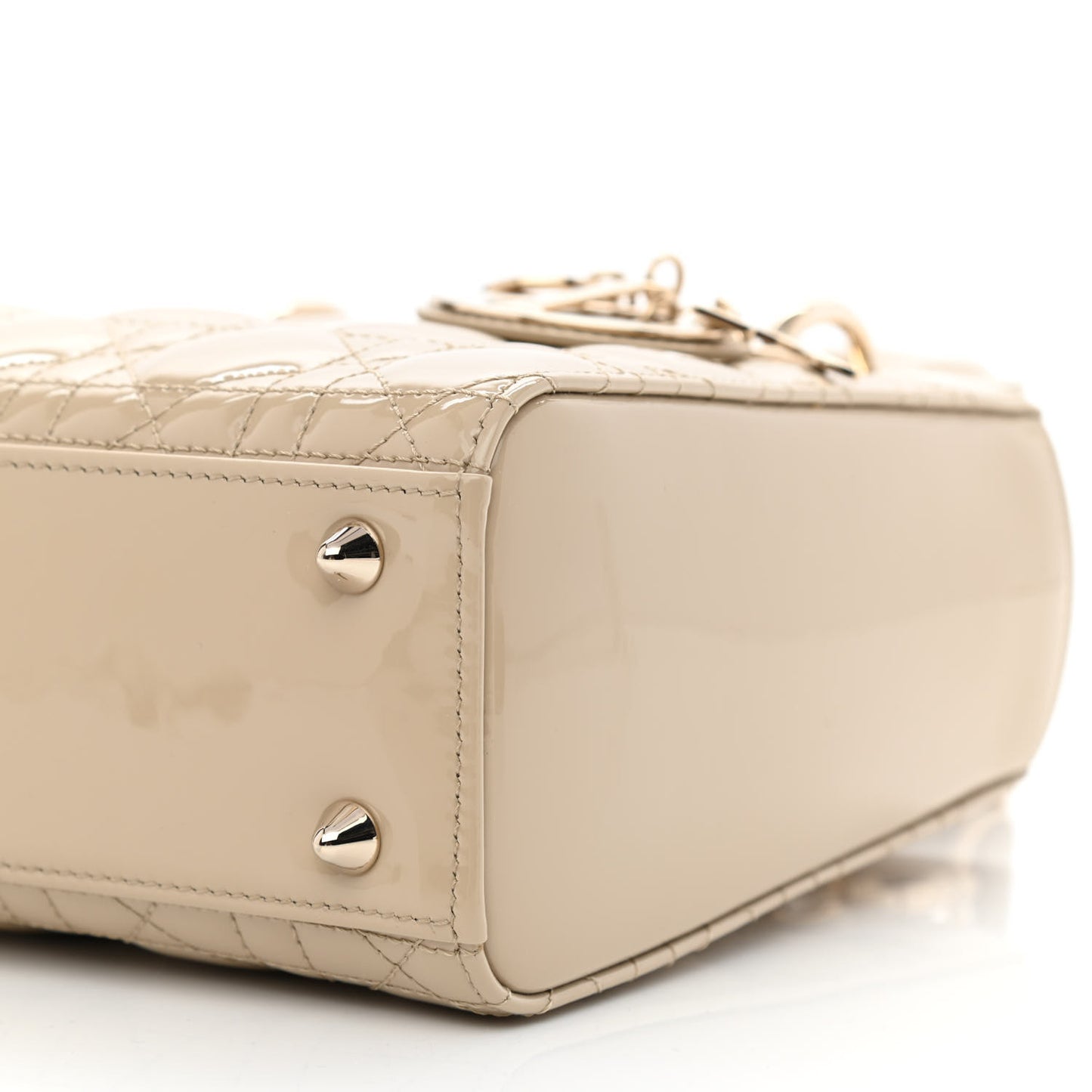 Patent Cannage Small Lady Dior Beige