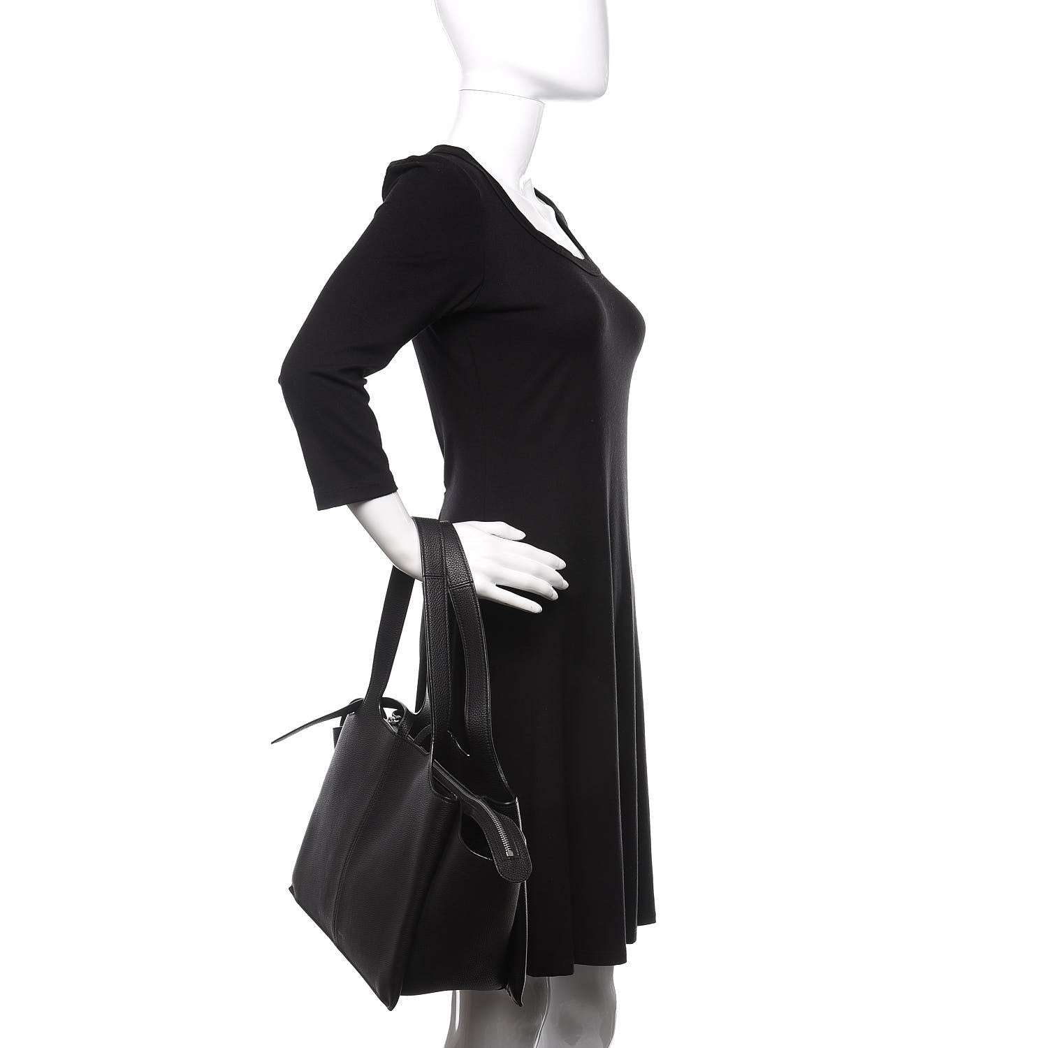 Celine Baby Grained Calfskin Small Tri-Fold Bag Black 2 of 12