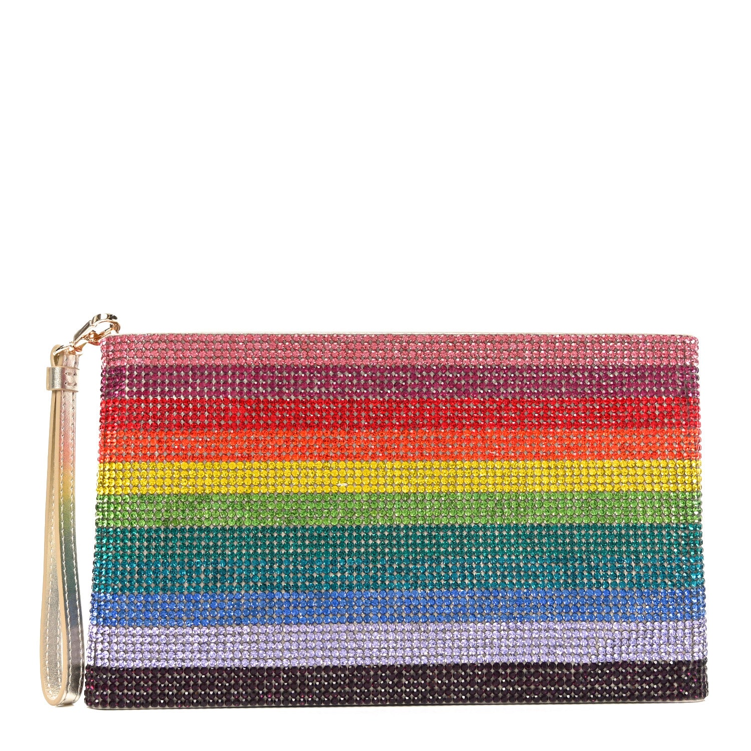 Judith Leiber Satin Swarovski Crystal Rainbow Wristlet Pouch Multicolor 1 of 9