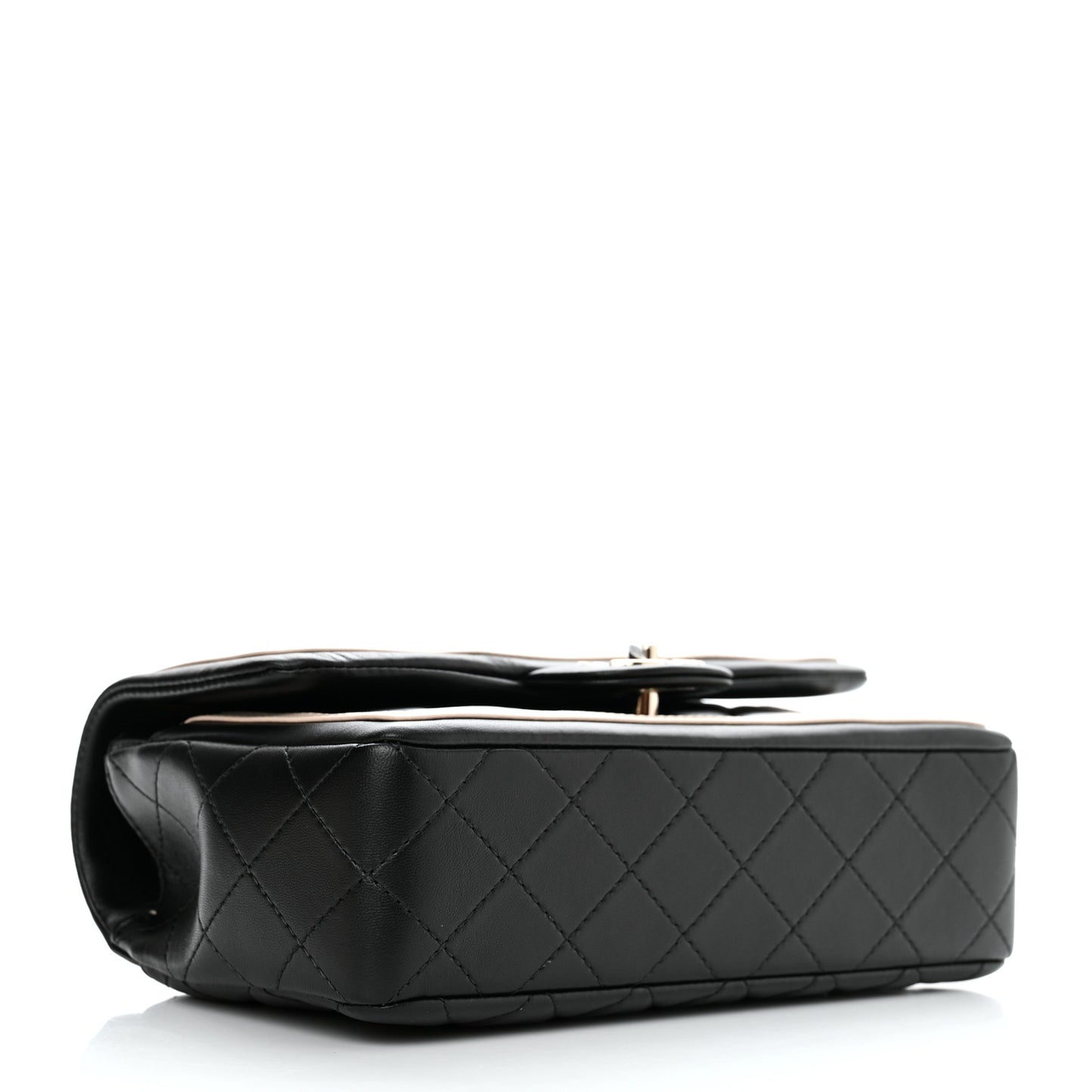 Lambskin Quilted Bicolor Flap Black Beige
