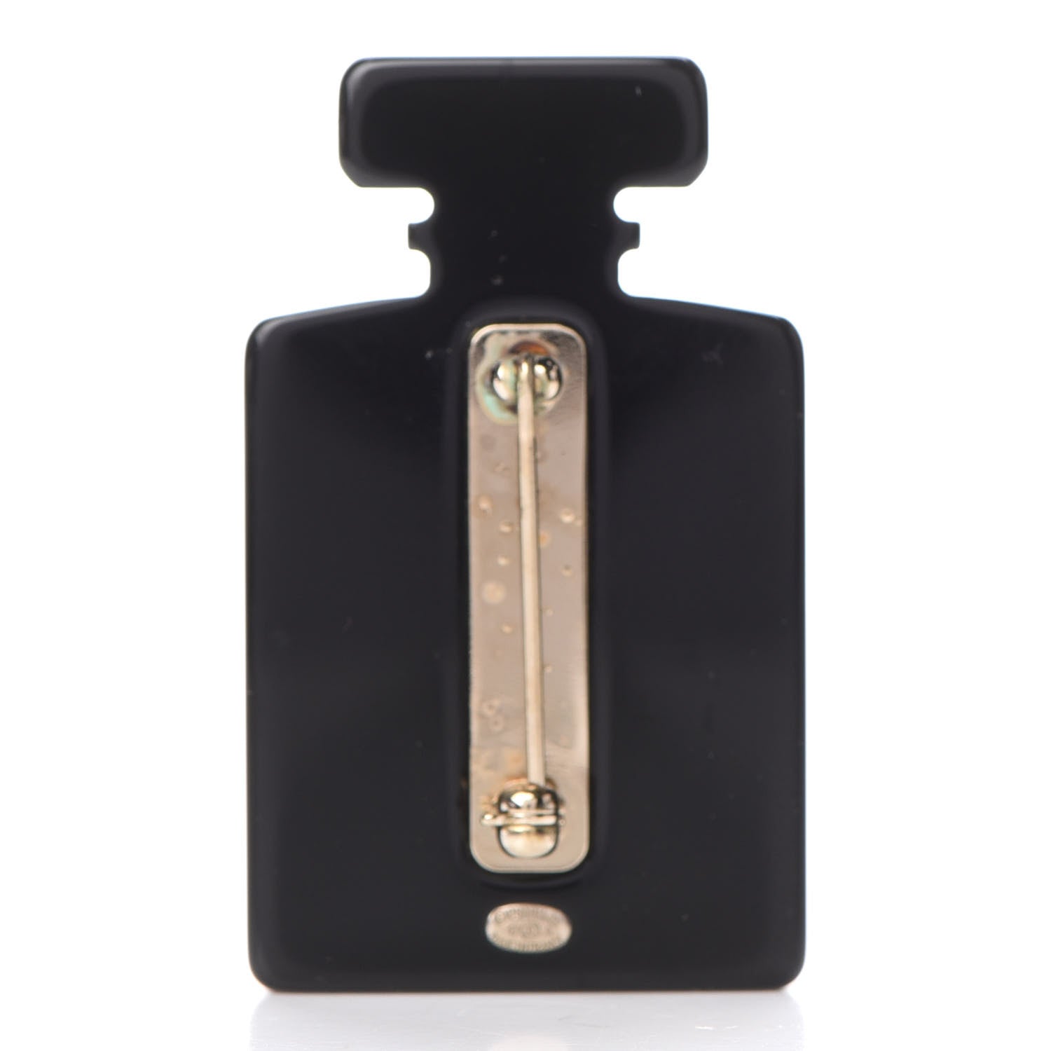 Chanel Resin Strass Perfume Bottle CC Brooch Black Gold 3 of 5