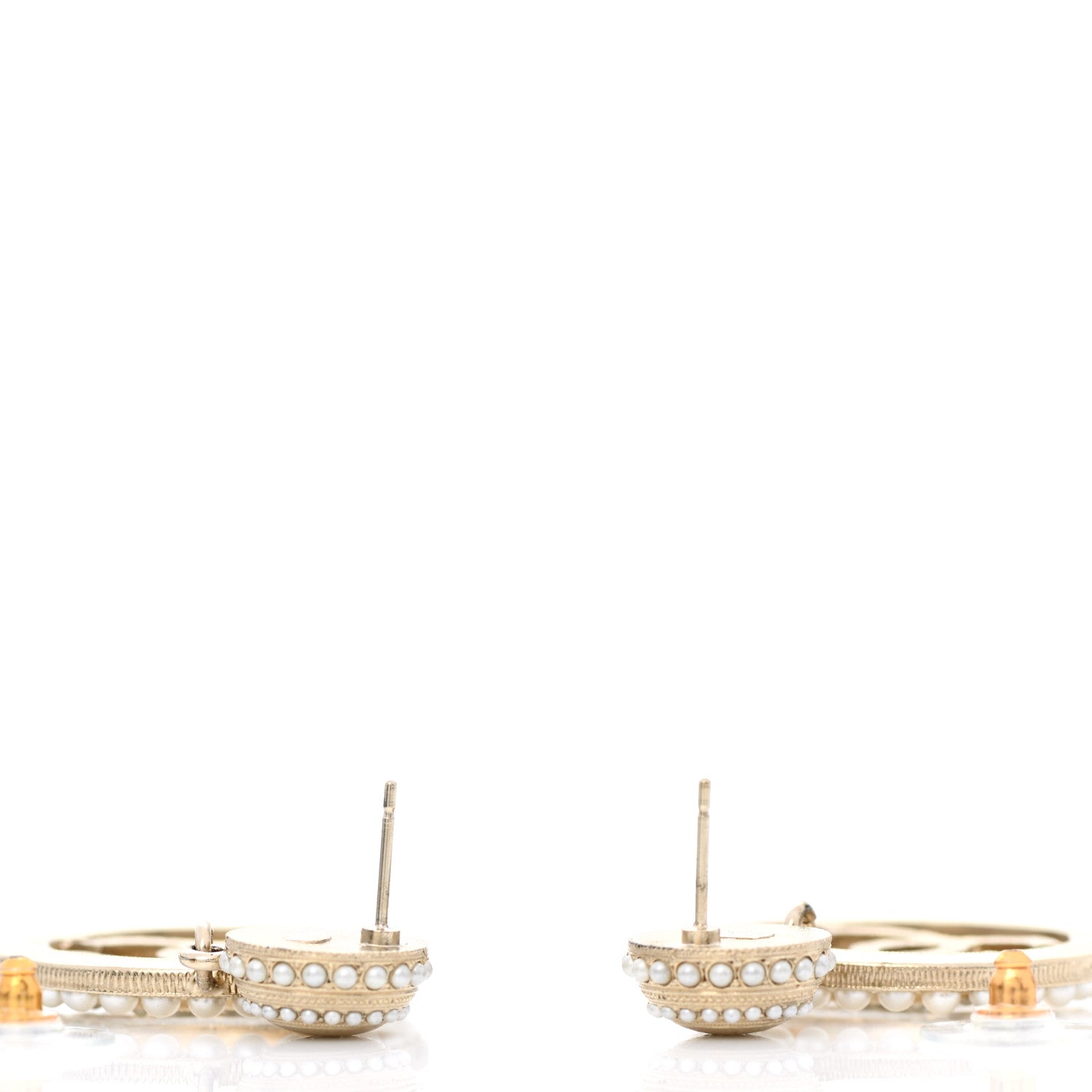 Chanel Pearl CC Drop Earrings Light Gold 3 of 4