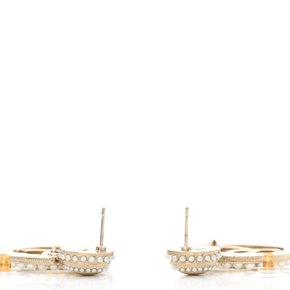 Chanel Pearl CC Drop Earrings Light Gold 3 of 4
