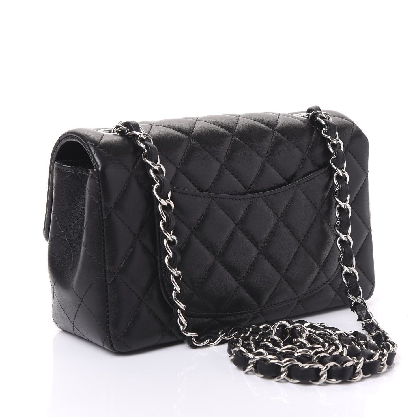Lambskin Quilted Mini Rectangular Flap Black