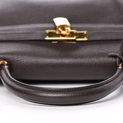 Hermes Taurillon Clemence Kelly Retourne 35 Chocolate 8 of 38