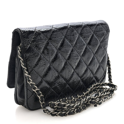Chanel Patent Goatskin Quilted Paris Dallas Wallet On Chain WOC Black 3 of 10