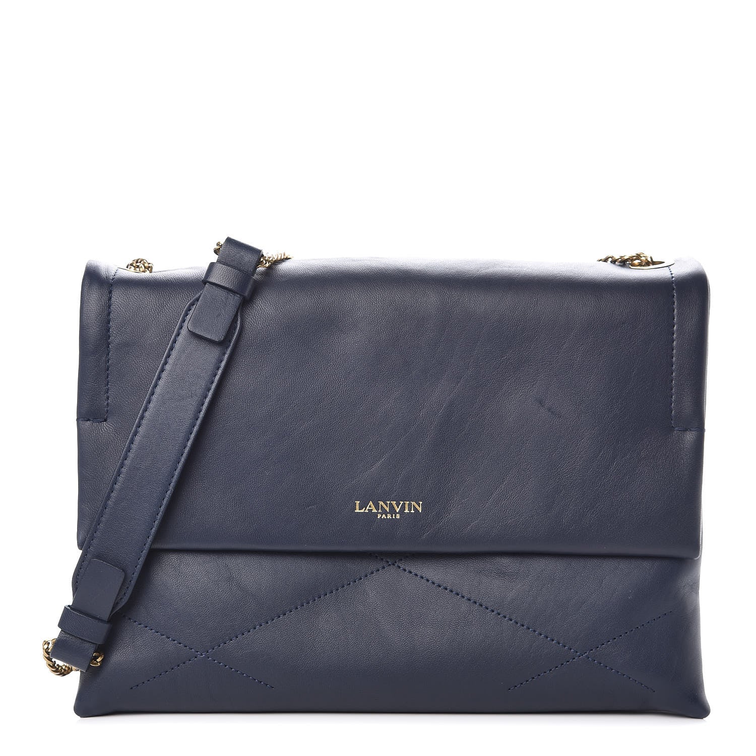 Lanvin Lambskin Quilted Medium Sugar Flap Shoulder Bag Navy 1 of 10