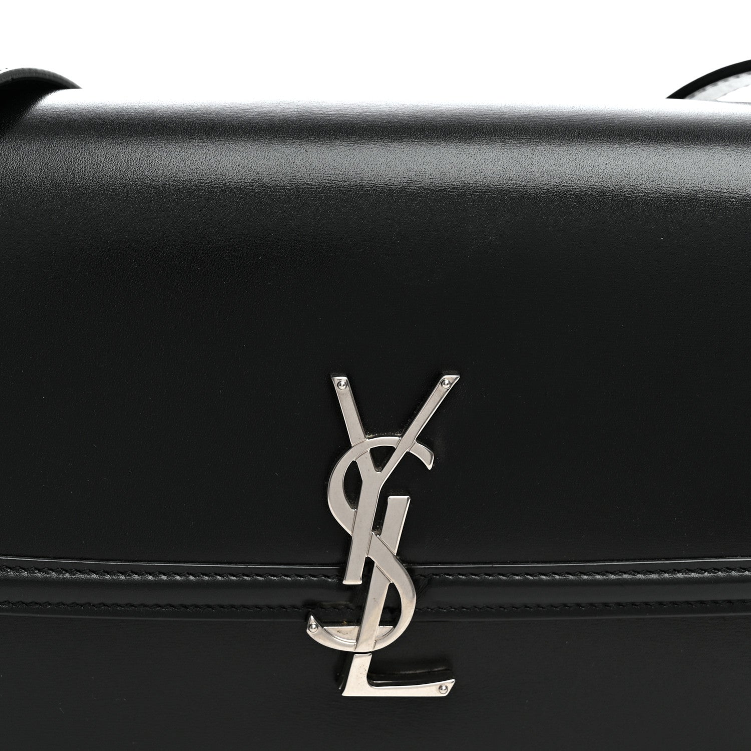Saint Laurent Box Calfskin Monogram Medium Solferino Satchel Black 7 of 10