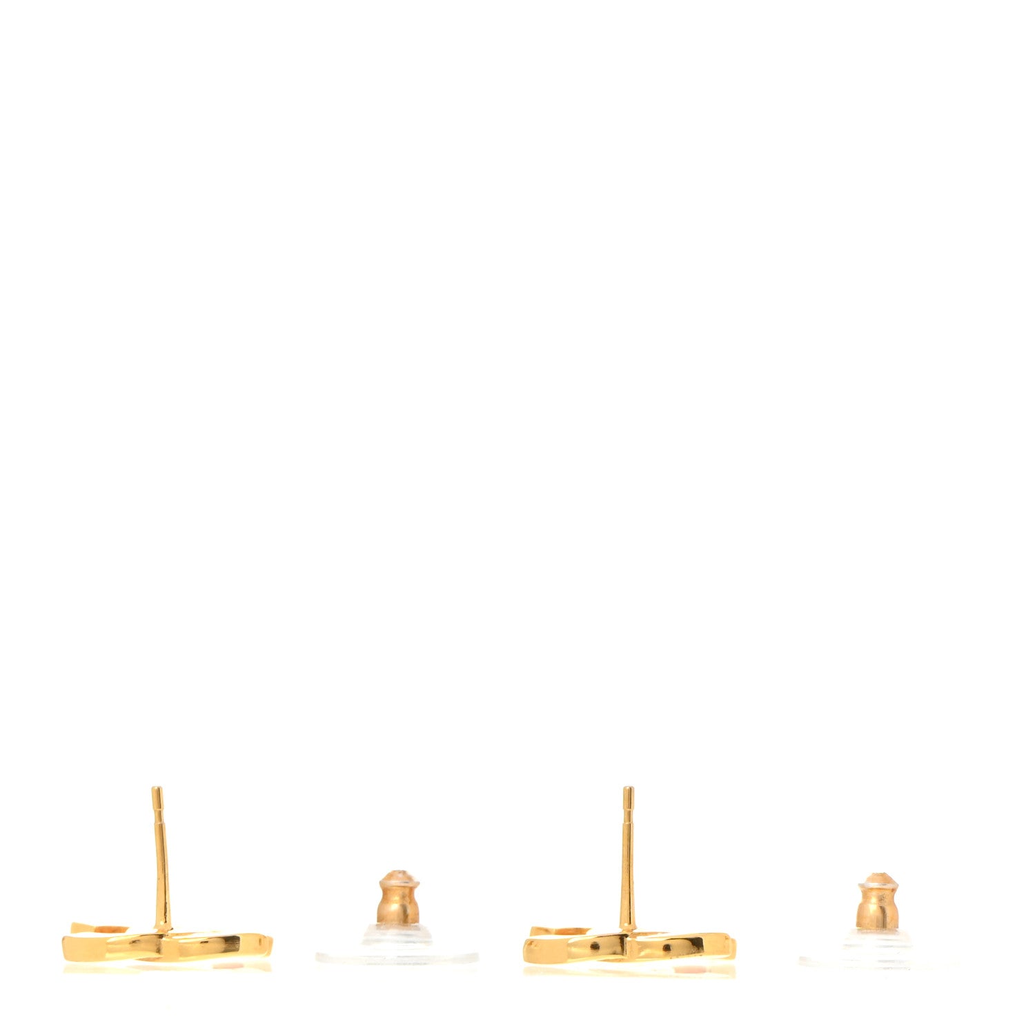 Chanel Metal CC Paris Button Stud Earrings Gold 3 of 5