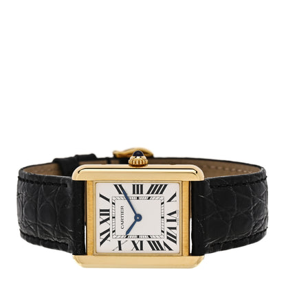 Cartier Stainless Steel 18K Yellow Gold Alligator 27mm Tank Solo Quartz Watch 2 of 5