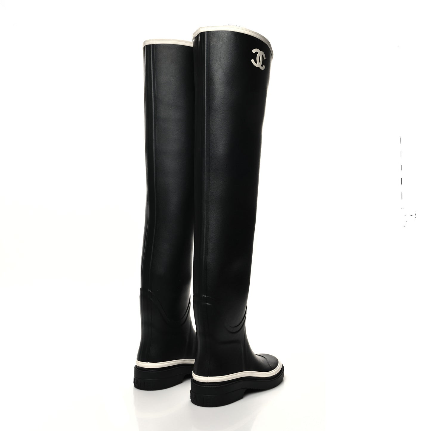 Caoutchouk CC Knee High Boots 37 Black White