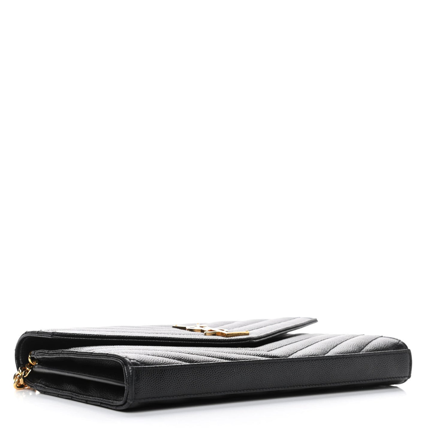 Grain De Poudre Matelasse Chevron Monogram Chain Wallet Black
