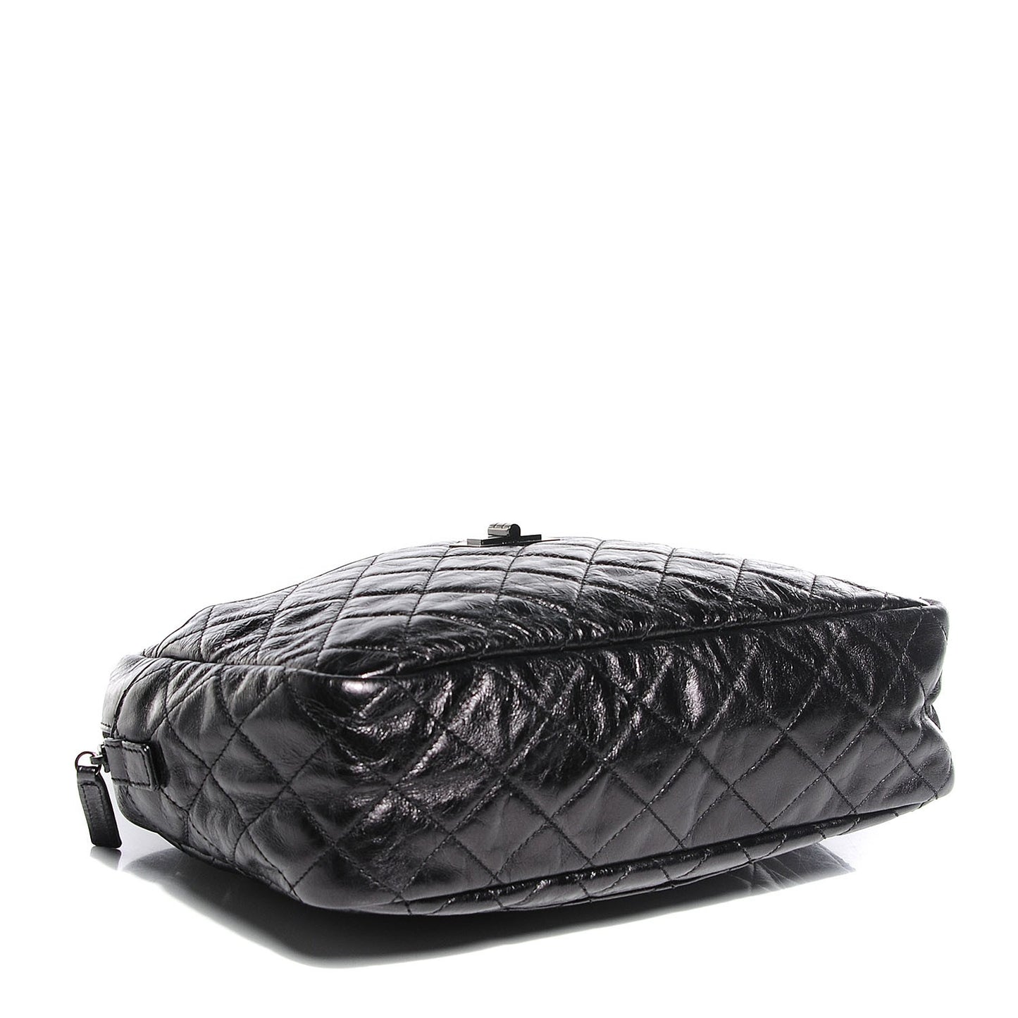 Metallic Aged Calfskin Quilted Medium Reissue Camera Case Black