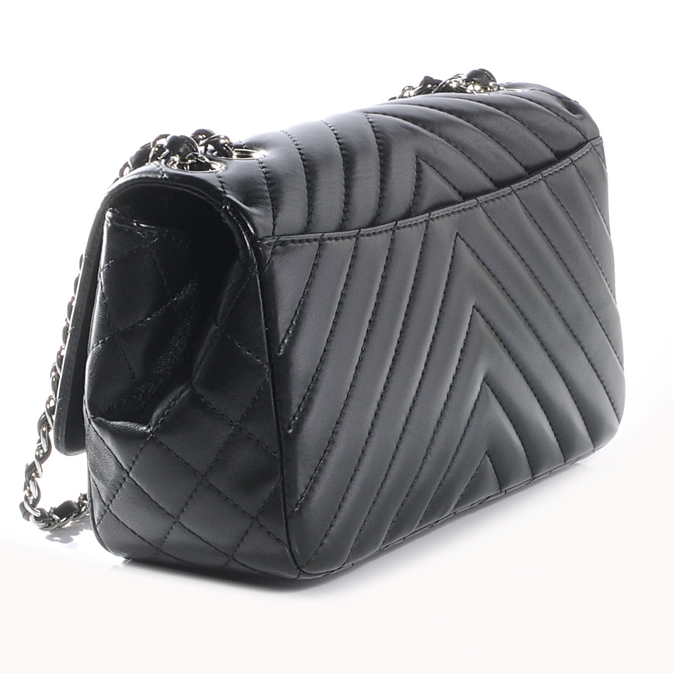 Chanel Lambskin Surpique Chevron Medium Flap Black 3 of 8