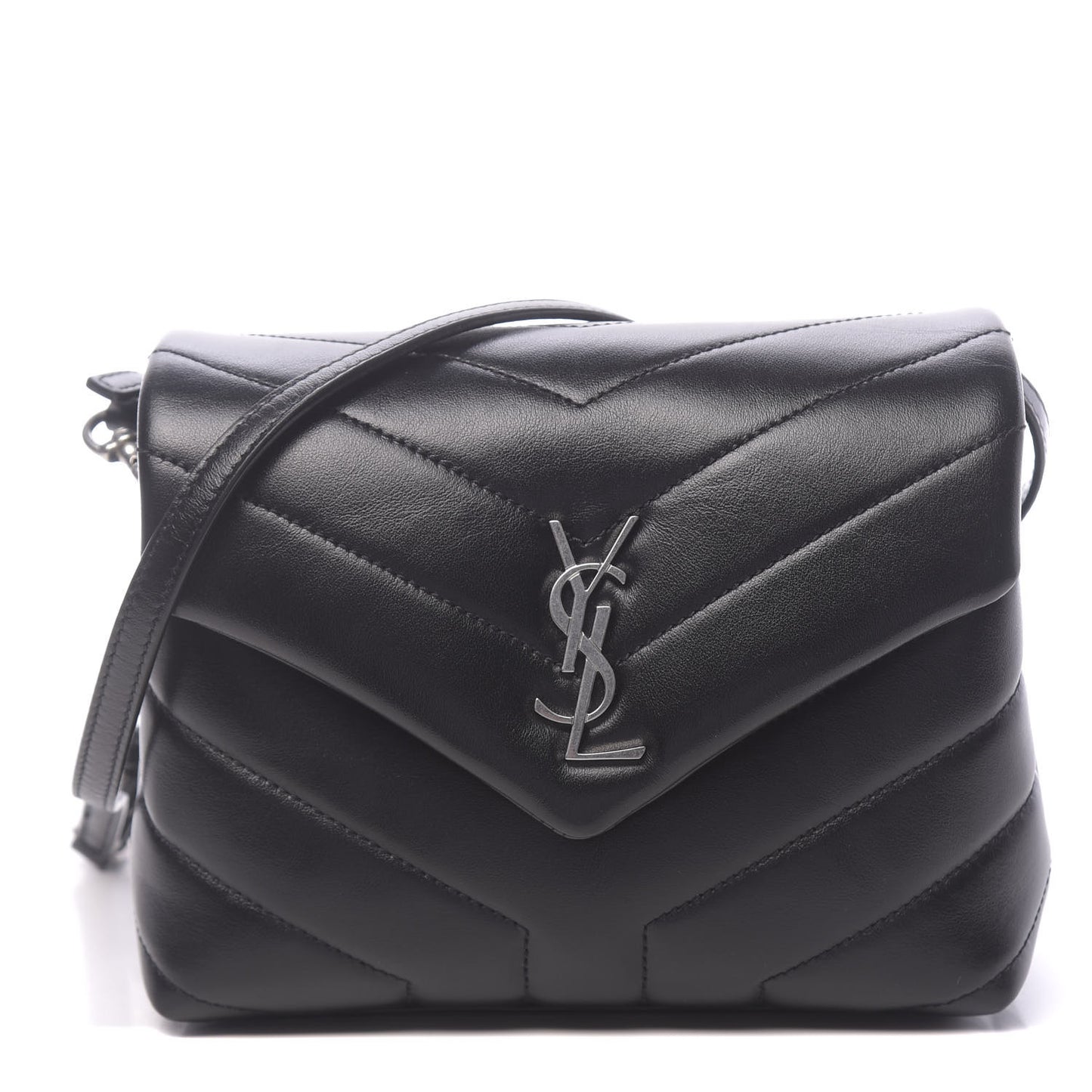 Calfskin Y Quilted Monogram Toy Loulou Crossbody Bag Black