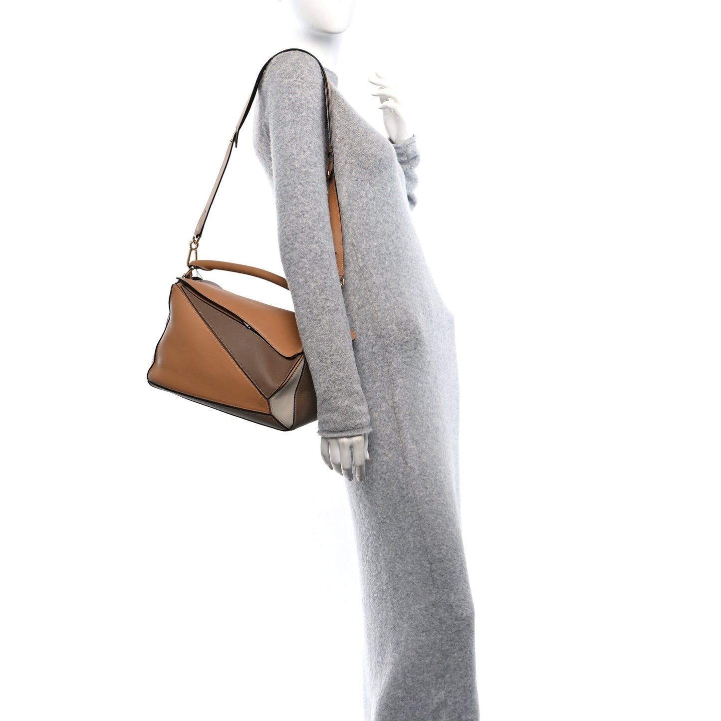 Calfskin Medium Puzzle Bag Warm Desert Mink