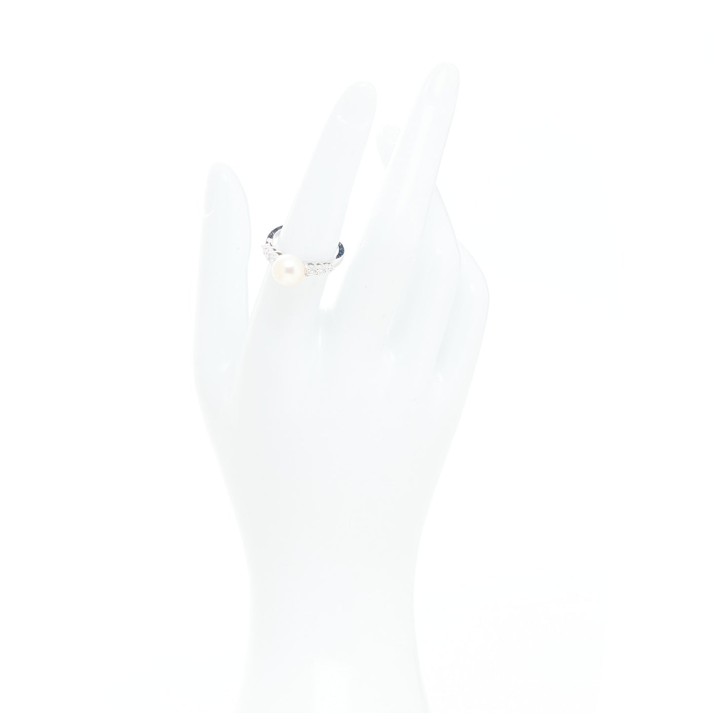 18K White Gold Diamond Akoya Cultured Pearl 8-8.5mm Morning Dew Ring 53 6.5