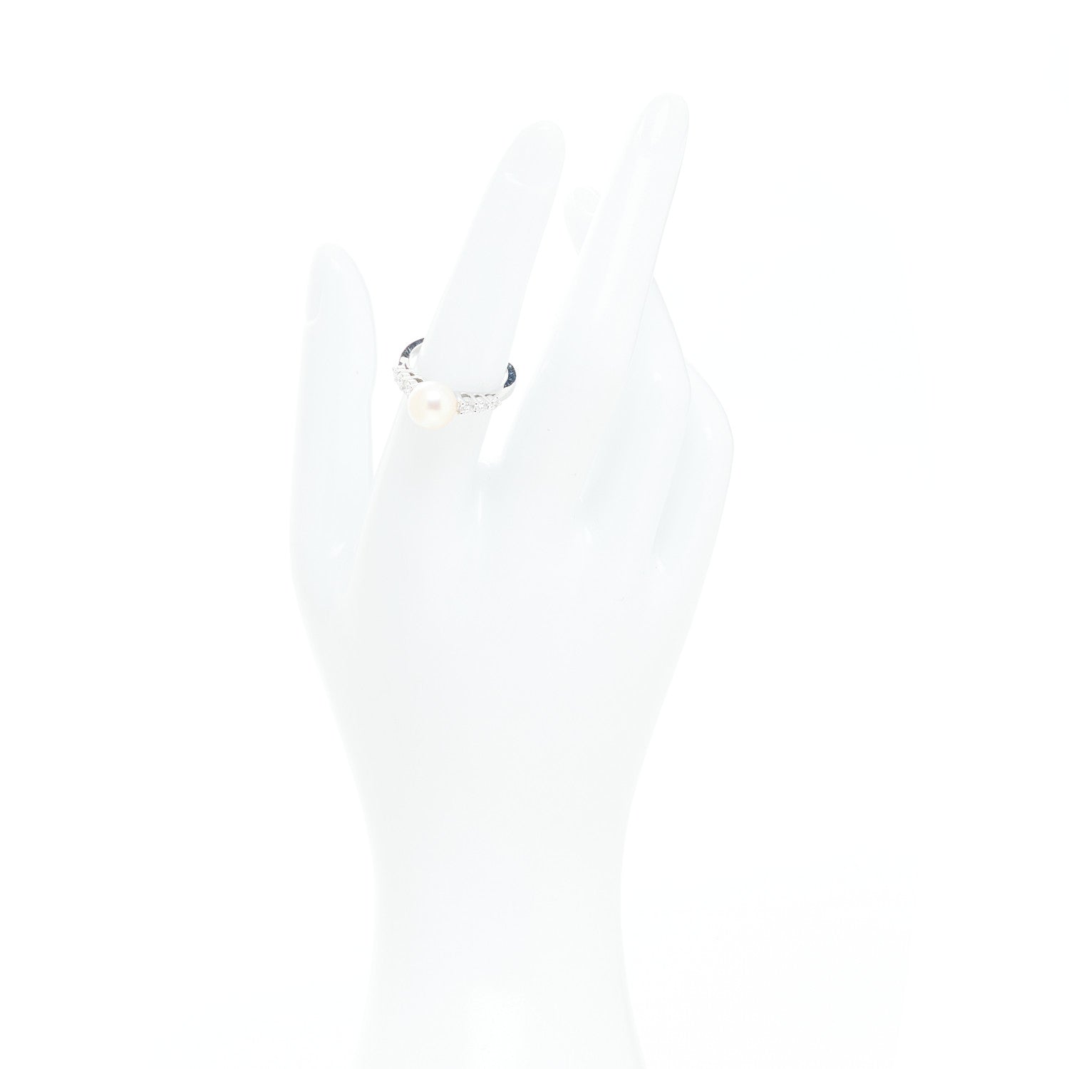 Mikimoto 18K White Gold Diamond Akoya Cultured Pearl 8-8.5mm Morning Dew Ring 53 6.5 2 of 6