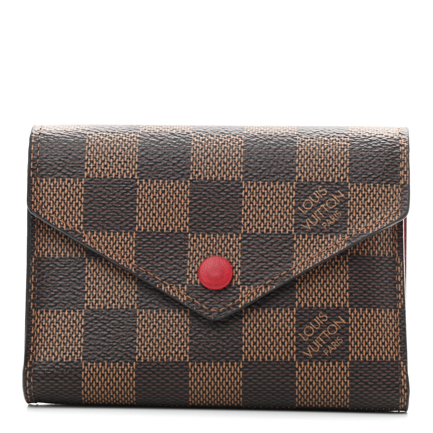 Louis Vuitton Damier Ebene Victorine Wallet Red 1 of 9