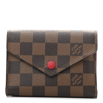 Louis Vuitton Damier Ebene Victorine Wallet Red 1 of 9