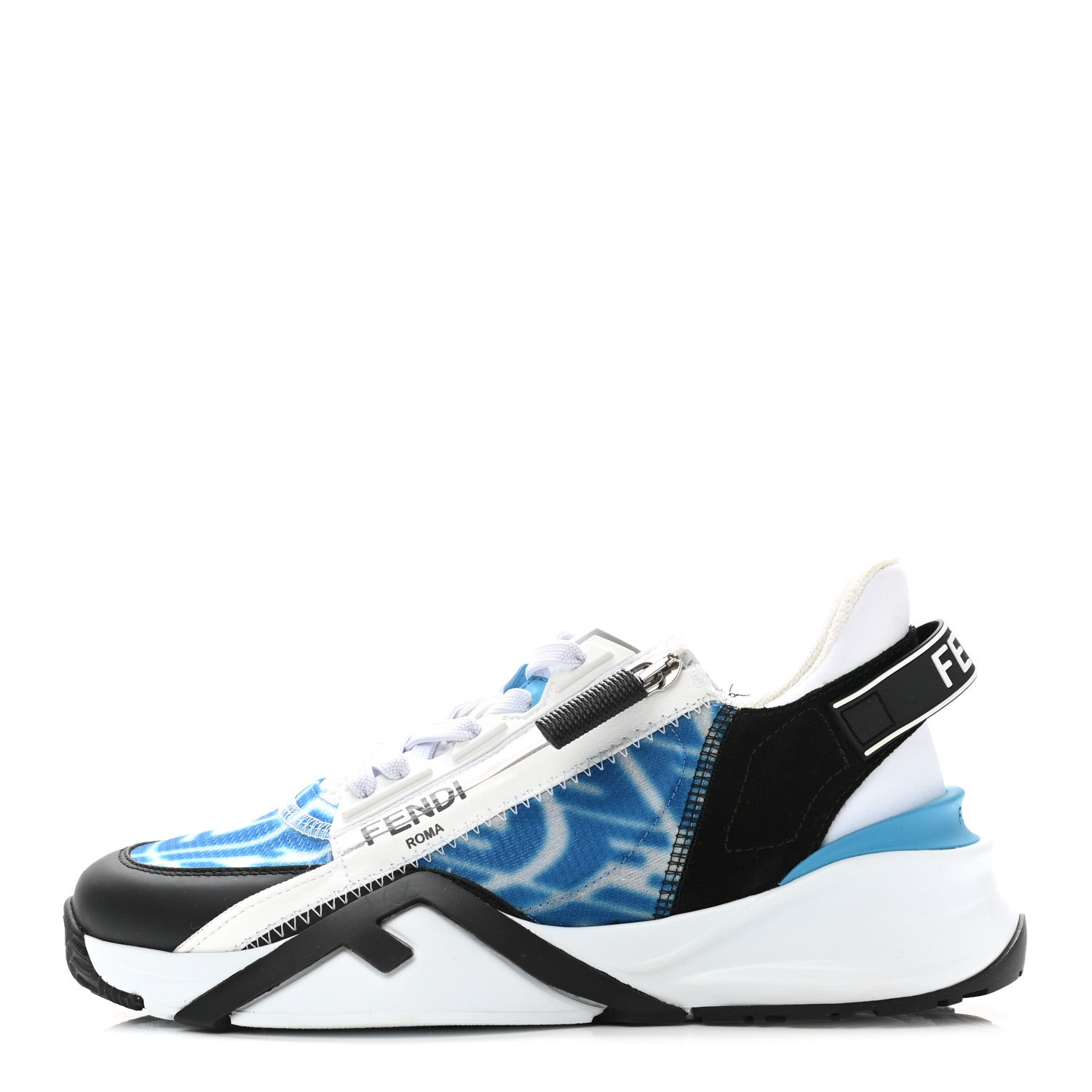 Fendi X SARAH COLEMAN Nylon Suede Lycra FF Vertigo Womens Fendi Flow Low Top Sneakers 36 Transparent Cyber Blue Black 1 of 12