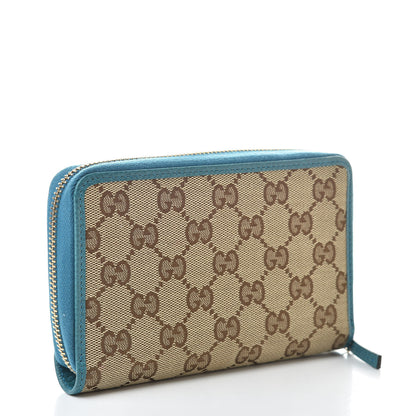 Gucci Monogram Dollar Calfskin Zip Around Compact Wallet Beige Ebony Deep Cobalt 3 of 9