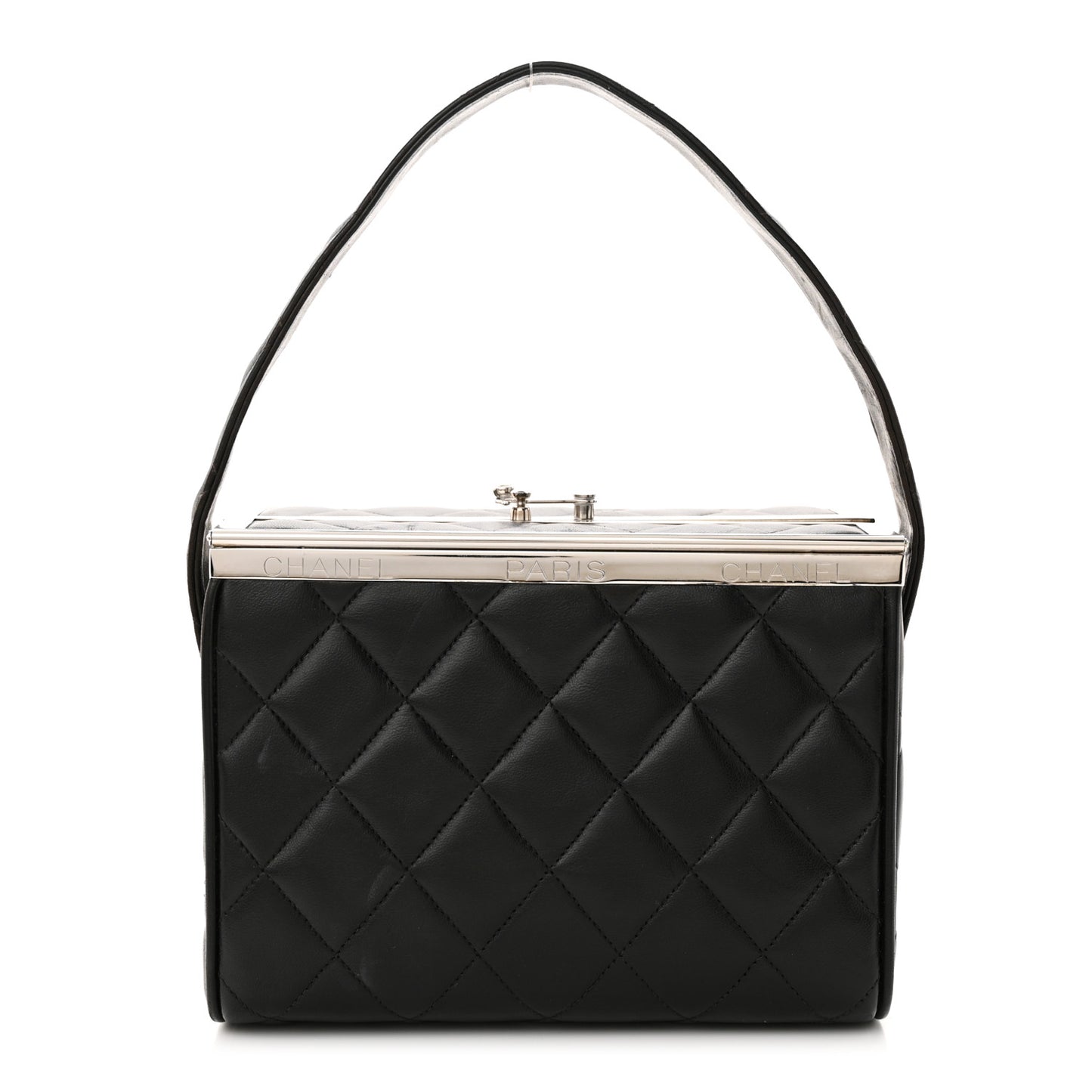 Lambskin Quilted Box Bag Black
