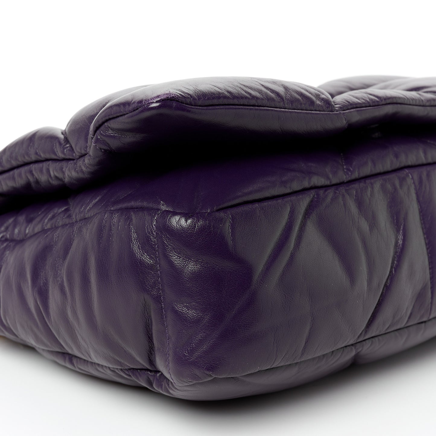 Nappa Soft Padded Logo Embossed Triangle Quilted Shoulder Bag Viola