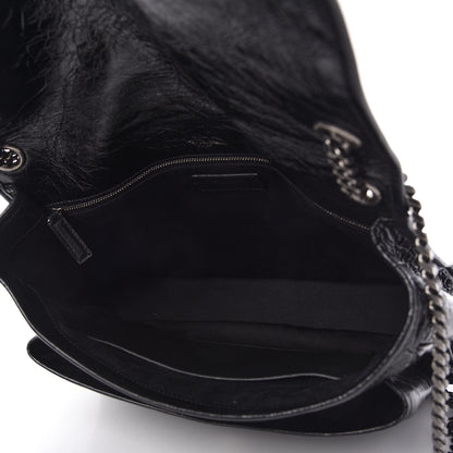 Saint Laurent Crinkled Calfskin Matelasse Monogram Large Niki Chain Satchel Black 5 of 10