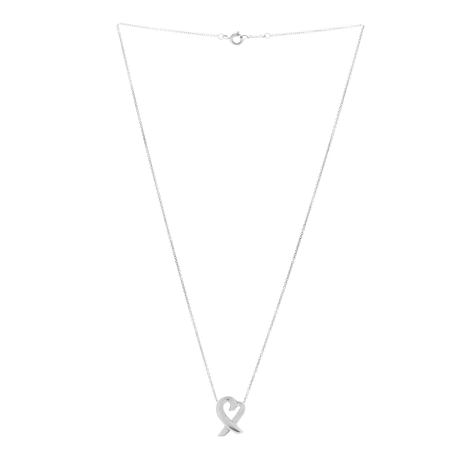 Tiffany Sterling Silver Small Paloma Picasso Loving Heart Pendant Necklace 3 of 7