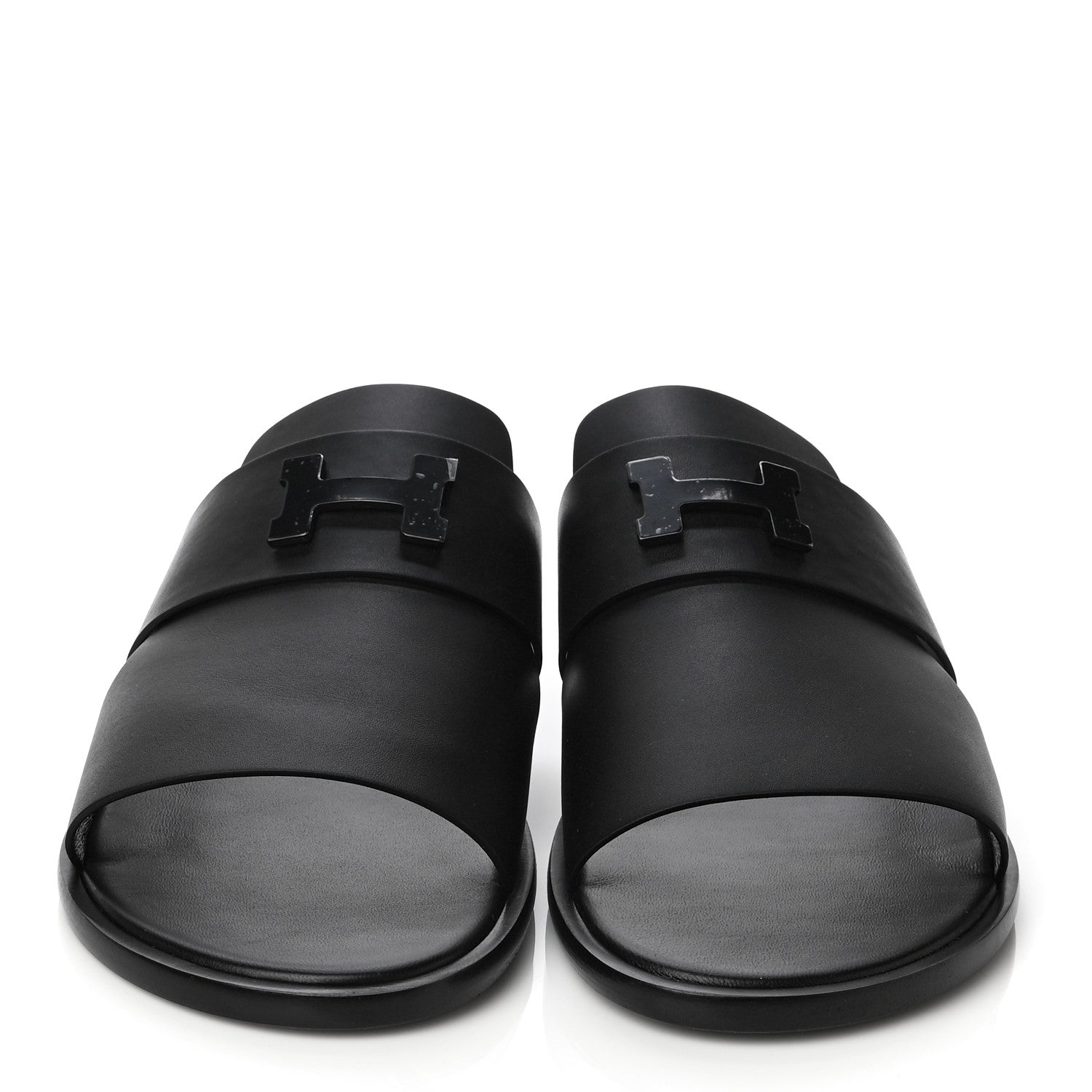 Hermes Calfskin Mens Arles Mules 46 Black 2 of 10
