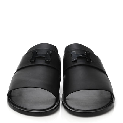 Hermes Calfskin Mens Arles Mules 46 Black 2 of 10