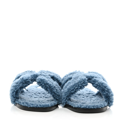 Hermes Woolskin Oran Sandals 37 Bleu 1 of 8