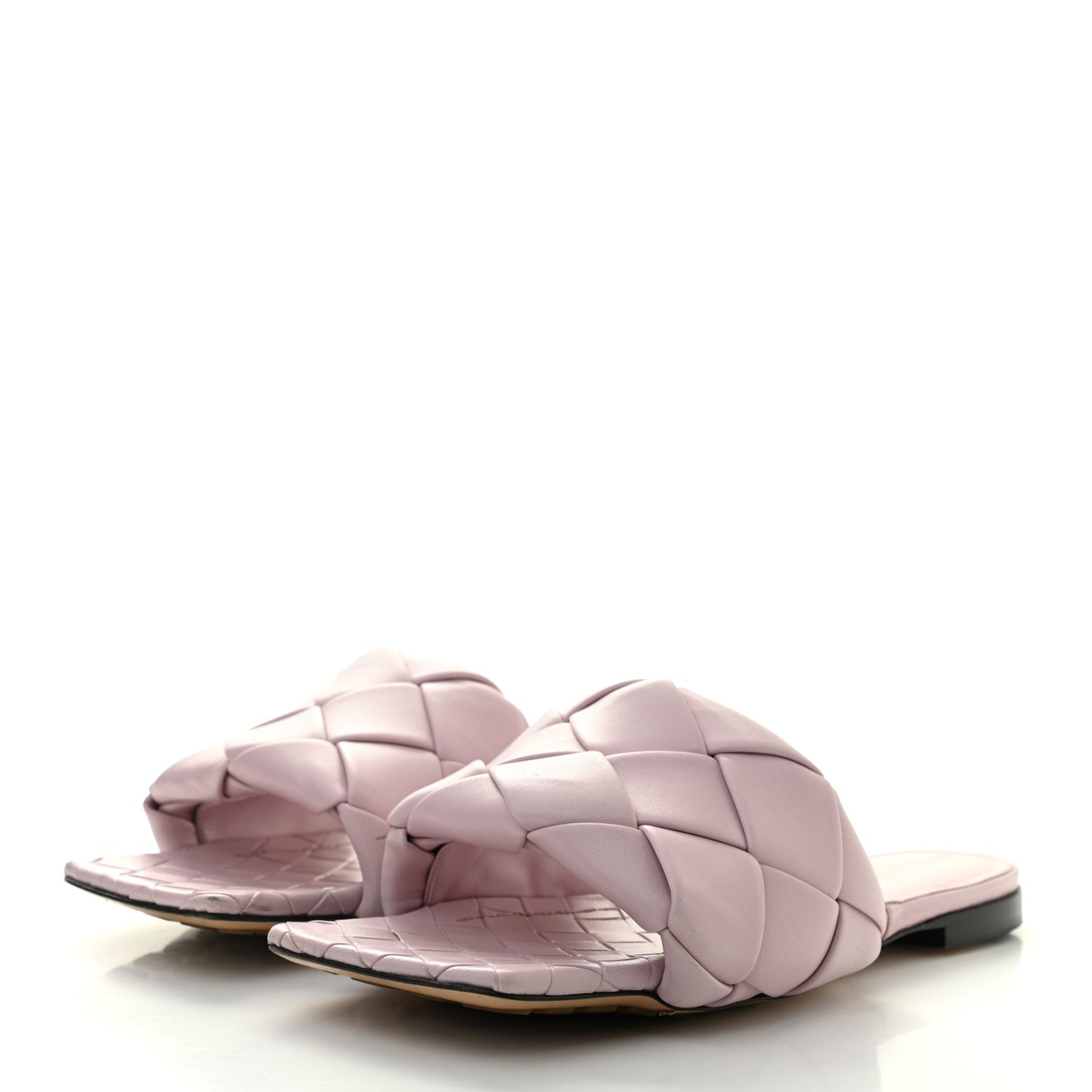 Nappa Maxi Intrecciato Lido Flat Sandals 38.5 Magnolia