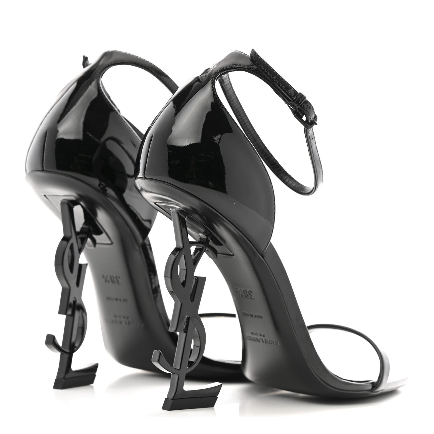 Patent Calfskin Opyum 110 Sandals 38.5 Black