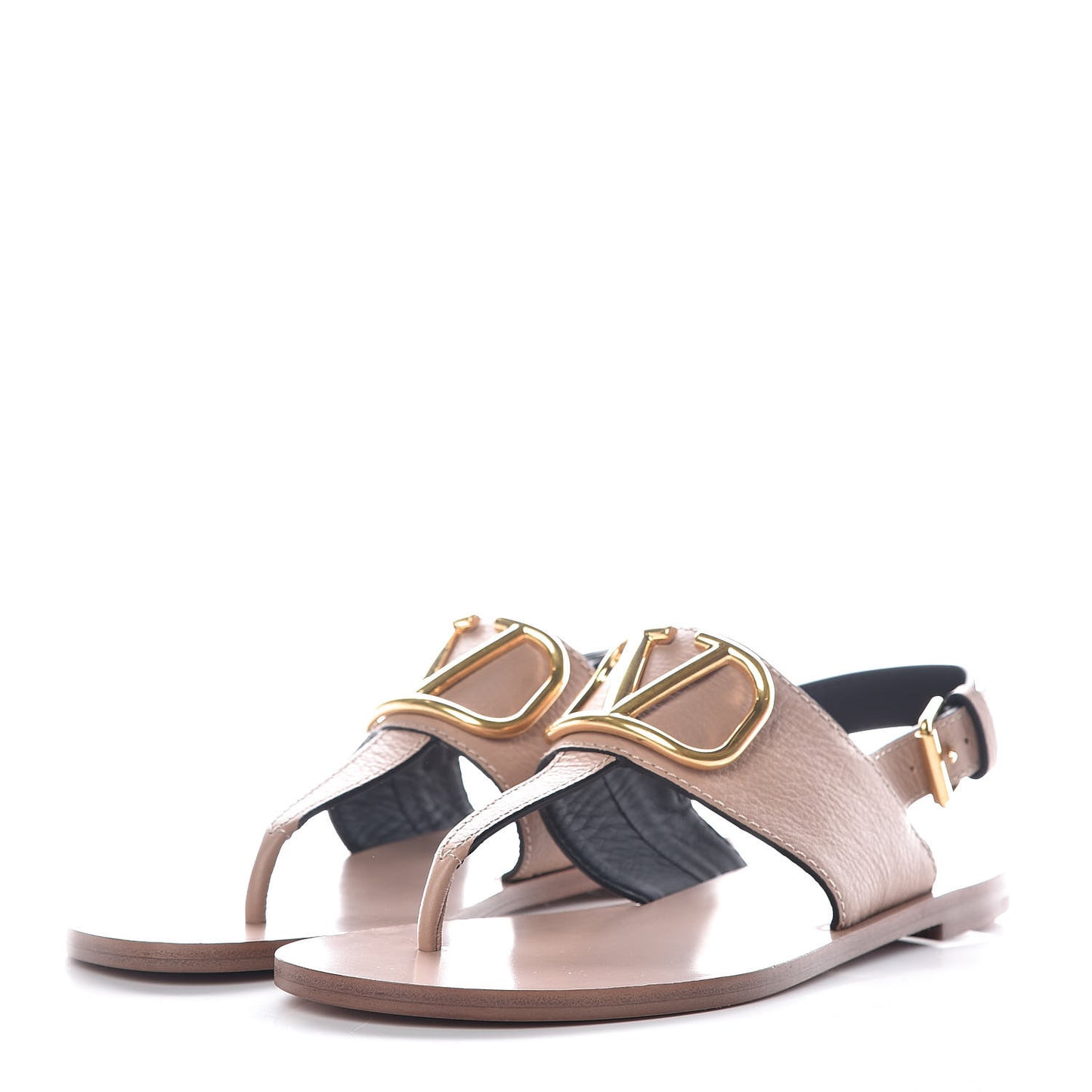 Grainy Cowhide Vlogo Slingback Flat Thong Sandals 37.5 Rose Cannelle